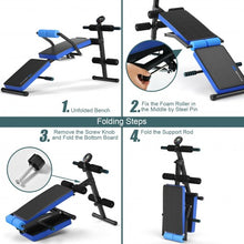 Load image into Gallery viewer, Multi-Functional Foldable Weight Bench Adjustable Sit-up Board with Monitor-Blue
