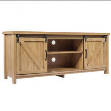 Load image into Gallery viewer, TV Stand with Cabinet Sliding Barn Door -Oak
