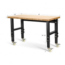 Load image into Gallery viewer, 48&quot;×24&quot; Adjustable Height Workbench Mobile Tool Bench Bamboo Top w/Caster-NA
