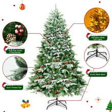 Load image into Gallery viewer, 6.5Ft Pre-lit Snow Flocked Hinged Artificial Christmas Tree

