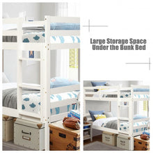 Load image into Gallery viewer, Twin Bunk Bed Children Wooden Bunk Beds Solid Hardwood-White
