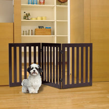 Load image into Gallery viewer, 24&#39;&#39; Folding Standing 3 Panels Wood Pet Fence-Brown
