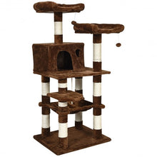 Load image into Gallery viewer, 55&quot; Multi-Level Kitten Activity Tower with Hammock-Brown

