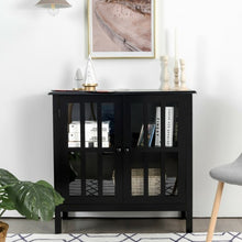 Load image into Gallery viewer, Glass Door Sideboard Console Storage Buffet Cabinet-Black
