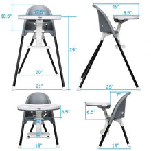 Load image into Gallery viewer, 3 in 1 Convertible Highchair with Detachable Double Trays-Gray

