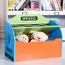 Load image into Gallery viewer, Crayon Wood Toy Storage Box and Bench for Toddler Children
