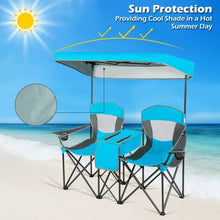 Load image into Gallery viewer, Portable Folding Camping Canopy Chairs w/ Cup Holder-Blue
