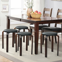 Load image into Gallery viewer, Set of 4 Bentwood Round Stool Stackable Dining Chair with Padded Seat  -Black
