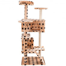 Load image into Gallery viewer, 52&quot; Cat Scratching Post and Ladder Kitten Tower Tree -Beige &amp; Paws
