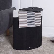 Load image into Gallery viewer, Corner Bamboo Hamper Laundry Basket-Black
