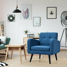 Load image into Gallery viewer, Modern Upholstered Comfy Accent Chair Single Sofa with Rubber Wood Legs-Navy
