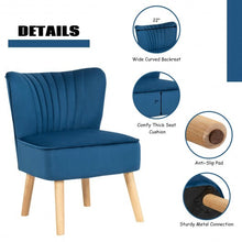 Load image into Gallery viewer, Leisure Chair and Ottoman Padded Velvet Tufted Sofa Set -Blue
