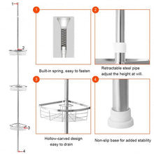 Load image into Gallery viewer, 3-Tier Stainless Steel Adjustable Corner Shower Storage Shelf
