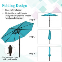 Load image into Gallery viewer, 9Ft Solar LED Market Umbrella with Aluminum Crank Tilt 16 Strip Lights-Turquoise
