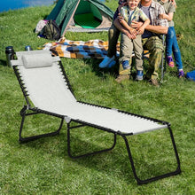 Load image into Gallery viewer, Folding Heightening Design Beach Lounge Chair with Pillow for Patio-Gray
