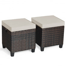 Load image into Gallery viewer, 2 Pcs Patio Rattan Ottoman Cushioned Seat Foot Rest
