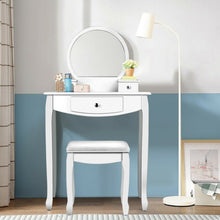 Load image into Gallery viewer, Vanity Set with Large Round Mirror and 3 Drawers
