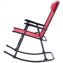 Load image into Gallery viewer, Outdoor Patio Headrest Folding Zero Gravity Rocking Chair-Red
