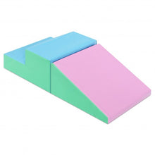 Load image into Gallery viewer, 2 Pcs Soft Foam Indoor Toddler Climb Slide Activity Play Set -Pink
