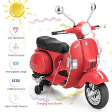 Load image into Gallery viewer, 6V Kids Ride on Vespa Scooter Motorcycle with Headlight-Red
