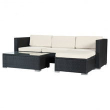 Load image into Gallery viewer, 5 pcs Patio Furniture Rattan Wicker Table Shelf Garden Sofa with Cushion
