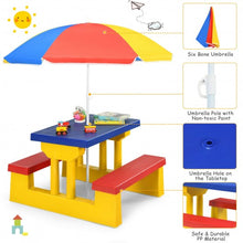 Load image into Gallery viewer, Kids Picnic Folding Table and Bench with Umbrella-Yellow
