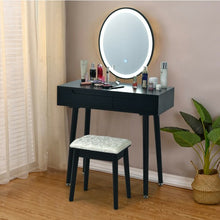 Load image into Gallery viewer, Touch Screen Vanity Makeup Table Stool Set -Black
