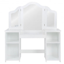 Load image into Gallery viewer, Kids Tri Folding Mirror Makeup Dressing Vanity Table Set-White
