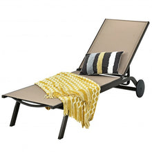 Load image into Gallery viewer, Aluminum Fabric Outdoor Patio Lounge Chair with Adjustable Reclining -Brown
