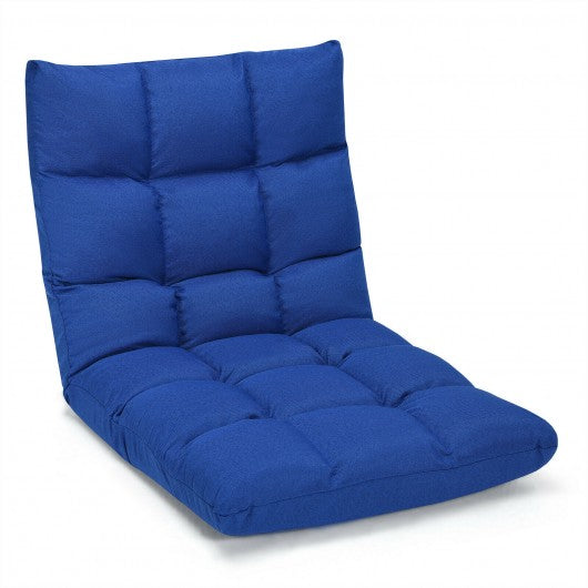 14-Position Adjustable Folding Lazy Gaming Sofa-Blue