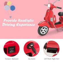 Load image into Gallery viewer, 6V Kids Ride on Vespa Scooter Motorcycle with Headlight-Red

