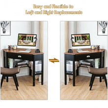 Load image into Gallery viewer, Corner Wooden PC Laptop Computer Desk-Coffee
