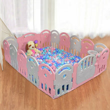 Load image into Gallery viewer, 16-Panel Baby Playpen with Music Box &amp; Basketball Hoop-Pink
