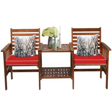 Load image into Gallery viewer, 3 pcs Outdoor Patio Table Chairs Set Acacia Wood Loveseat-Red
