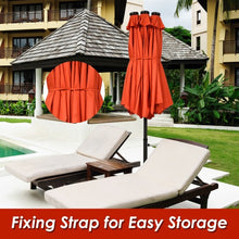 Load image into Gallery viewer, 15 Ft Solar LED Patio Double-sided Umbrella Market Umbrella with Weight Base-Orange
