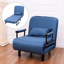 Load image into Gallery viewer, Convertible Folding Leisure Recliner Sofa Bed-Blue
