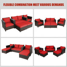 Load image into Gallery viewer, 5 Pcs Patio Cushioned Rattan Furniture Set-Red
