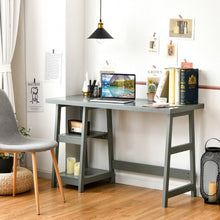 Load image into Gallery viewer, Trestle Computer Desk Home Office Workstation with Removable Shelves-Gray
