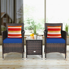 Load image into Gallery viewer, 3 Pcs Patio Furniture Set Outdoor Wicker Rattan Set-Navy
