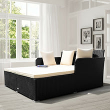 Load image into Gallery viewer, Outdoor Patio Rattan Daybed Thick Pillows Cushioned Sofa Furniture-White
