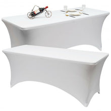 Load image into Gallery viewer, 2 Pcs 4 Ft Rectangular Spandex Tablecloth Fitted Wedding-White

