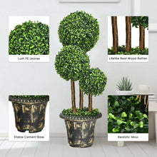 Load image into Gallery viewer, 36&#39;&#39; Artificial Topiary Triple Ball Tree for Indoor and Outdoor
