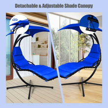 Load image into Gallery viewer, Hanging Stand Chaise Lounger Swing Chair w/ Pillow-Navy
