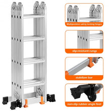 Load image into Gallery viewer, 15.5&#39; 16-Step Multi Purpose Aluminum Folding Scaffold Ladder
