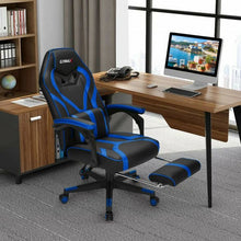 Load image into Gallery viewer, Computer Massage Gaming Recliner Chair with Footrest-Blue
