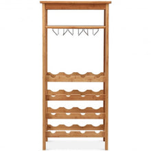 Load image into Gallery viewer, 16 Bottles Bamboo Storage Wine Rack with Glass Hanger
