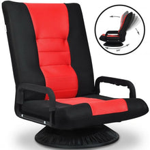 Load image into Gallery viewer, 6-Position Adjustable Swivel Folding Gaming Floor Chair-Red
