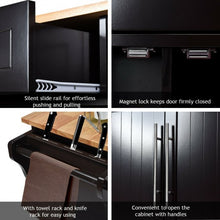 Load image into Gallery viewer, Kitchen Island Trolley Wood Top Rolling Storage Cabinet Cart with Knife Block-Brown
