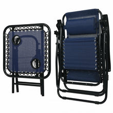 Load image into Gallery viewer, 3 pcs Folding Portable Zero Gravity Reclining Lounge Chairs Table-Navy
