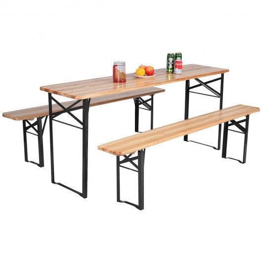 Reward-3 pcs Folding Wooden Picnic Table Bench Set